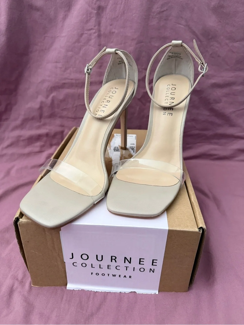 Journee Collection Lorelei Clear Strap Nude Stiletto Heels w/ Box Size 9